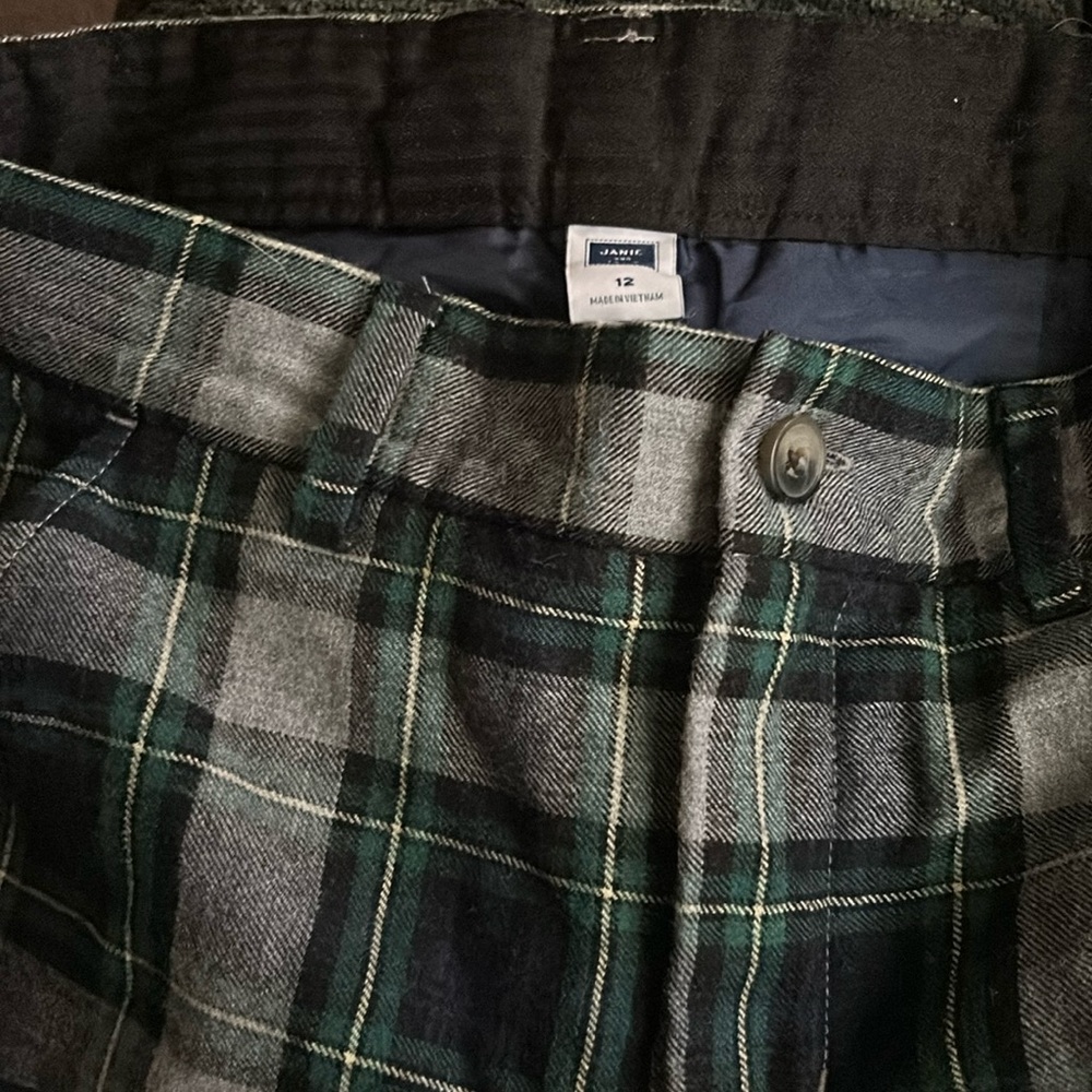 JANIE and JACK boys 12 blue tartan lined pants worn once gorgeous, no rips/tear